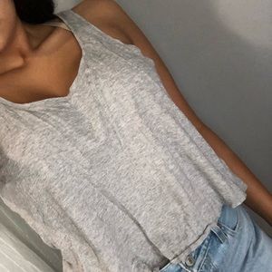 Basic flowy grey scoop neck tank top